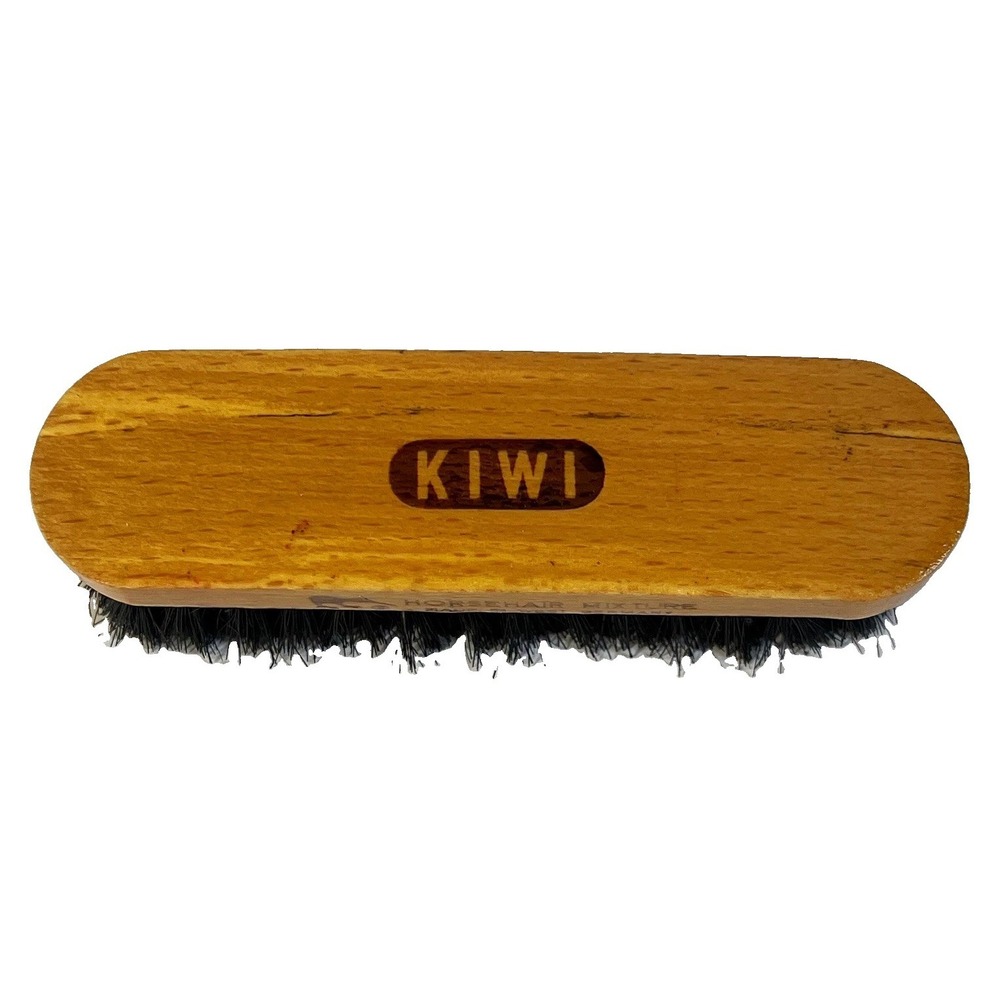 KIWI Horsehair Mixture Shoe Brush with Wood Handle, Made in West Germany Vtg